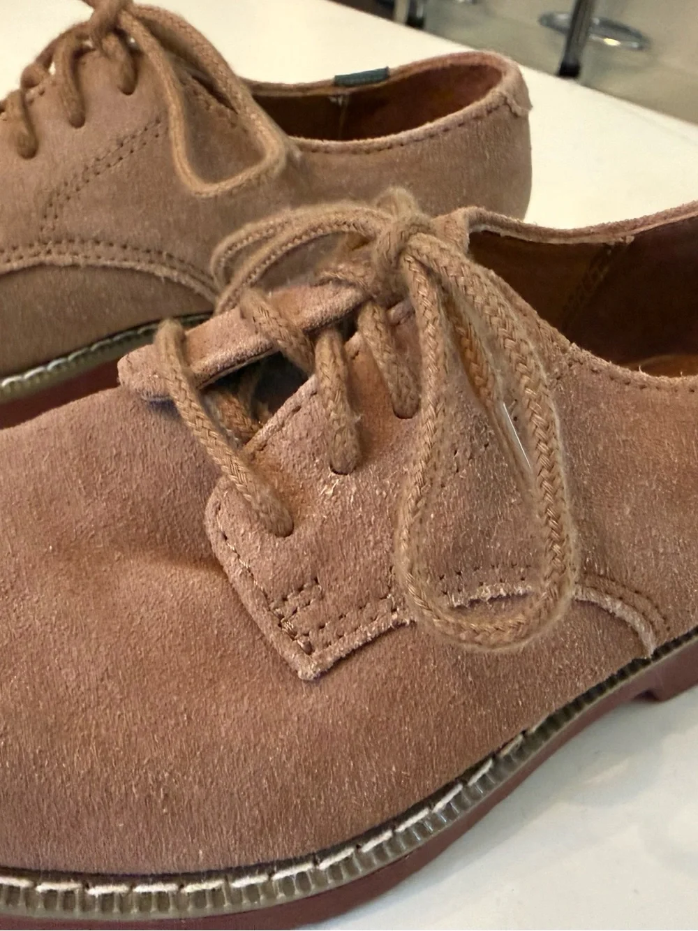 School Issue Kids Suede Lace-Up Dress Shoes in Brown